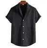 Camisa Casual Masculina de Verão com Listras Verticais