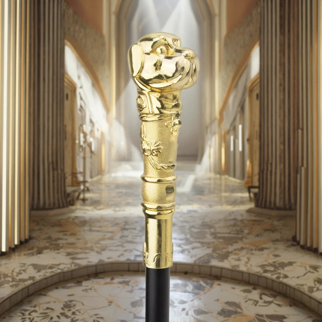 Bengala de Luxo com Cabo de Bulldog Dourada