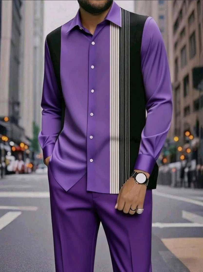 Camisa Masculina Casual ao Ar Livre de Listras
