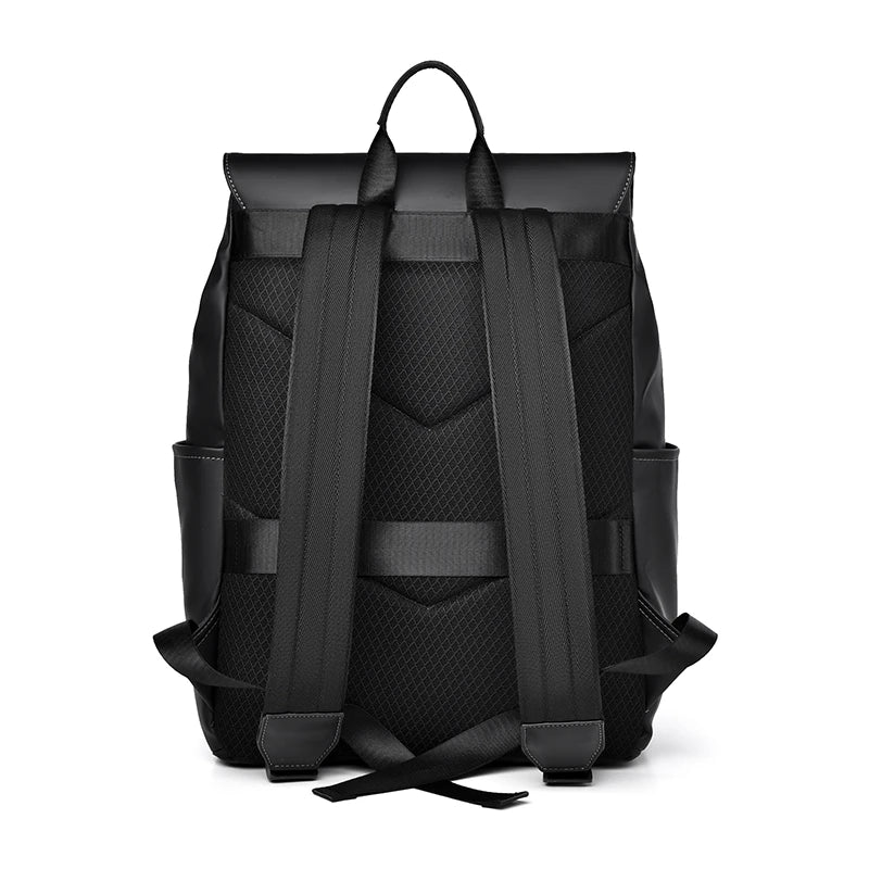 Mochila de Computador em Couro PU Grande Capacidade para Viagem