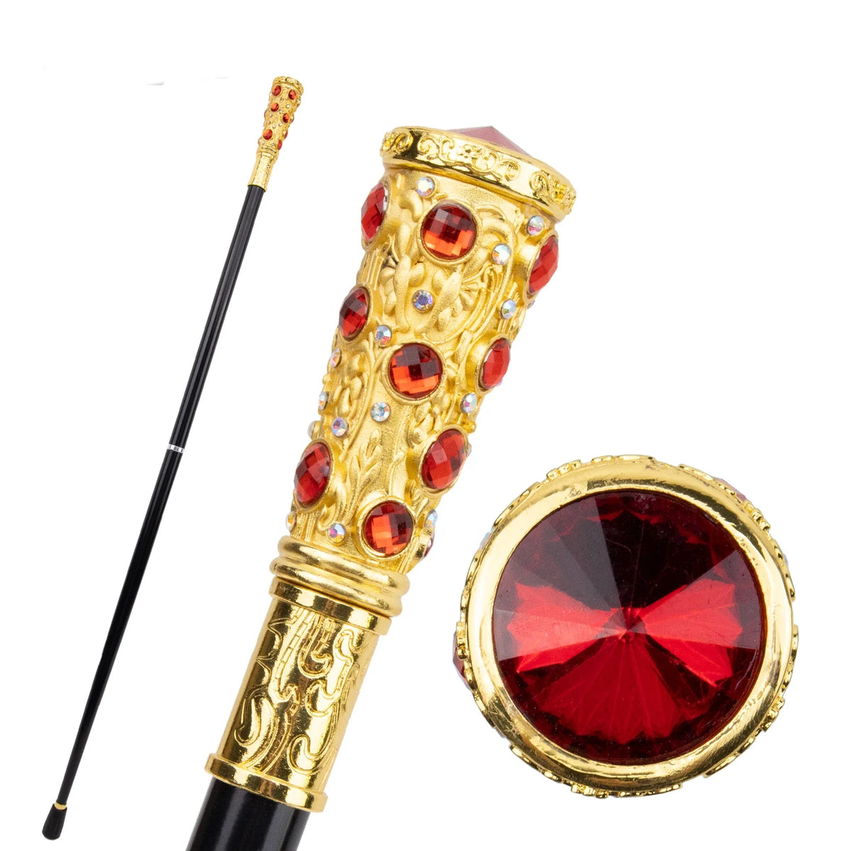 Bengala em Diamante Artificial Vermelho Dourado
