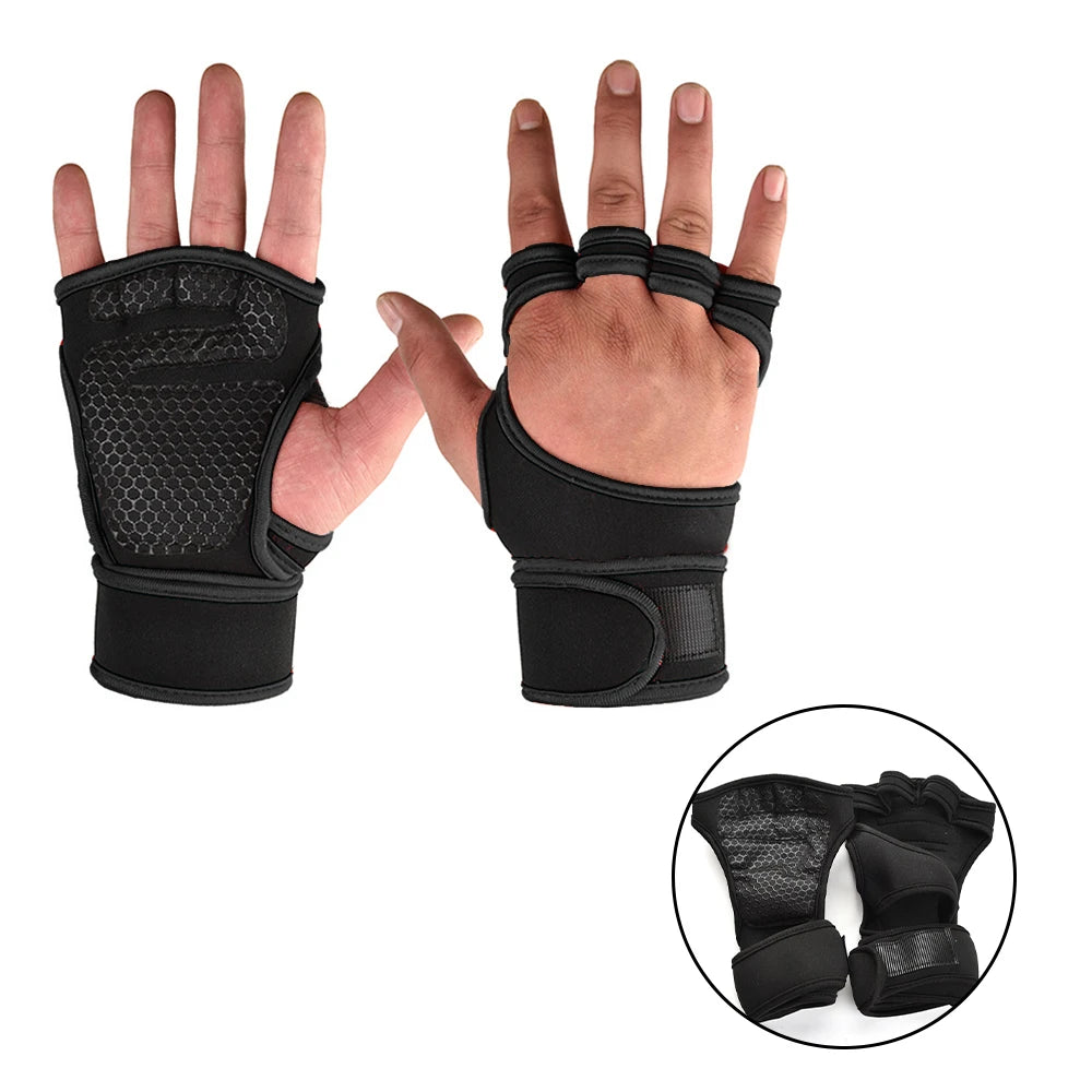 Luvas esportivas de treinamento para homens mulheres luvas de treino fitness construção do corpo levantamento de peso ginásio mão pulso palma protetor luvas