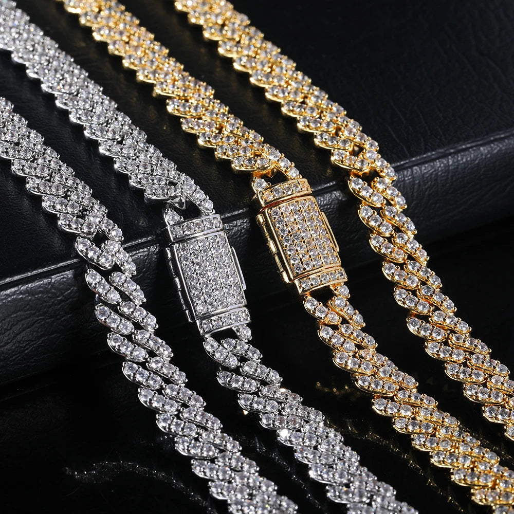 Pulseira de Corrente Hip Curb 8mm Cubana Ice Out Hand Chain