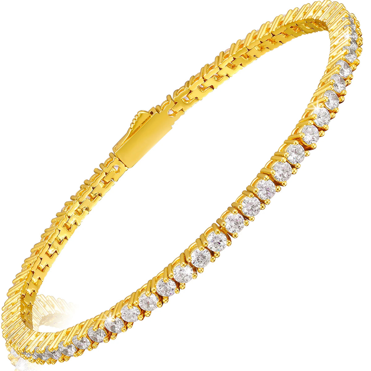 Pulseira de Diamante Moissanite VVS em Aço Inoxidável 316L Banhado a Ouro Brilho Eterno à Prova d'Água Atacado