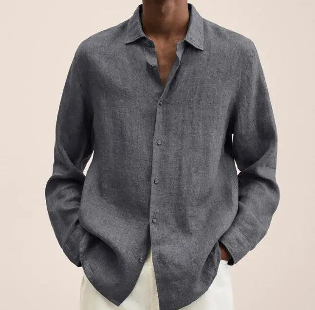 Camisa de Linho Casual de Primavera