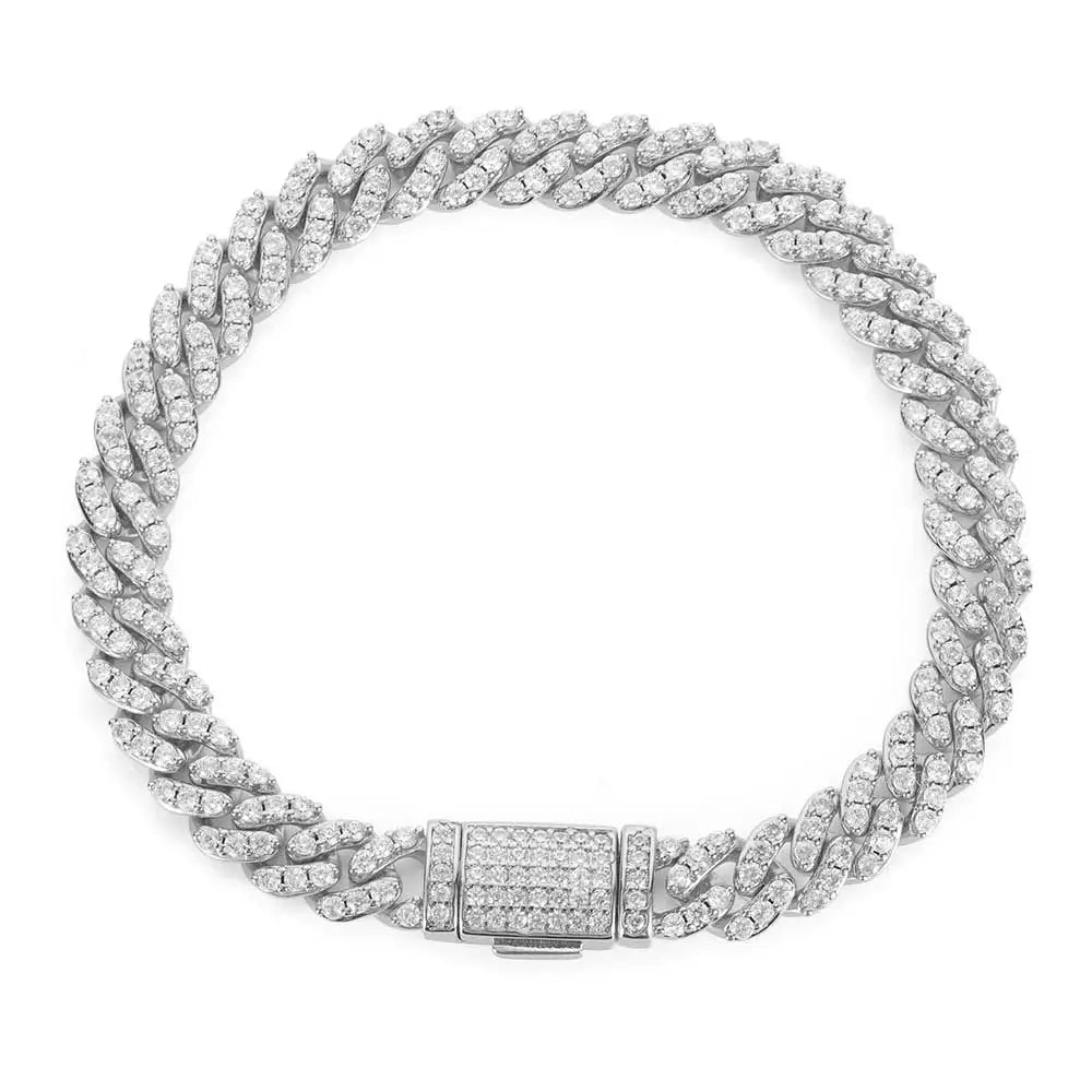 Pulseira de Corrente Hip Curb 8mm Cubana Ice Out Hand Chain