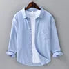 Camisa Casual primavera-verão de linho/algodão, manga longa