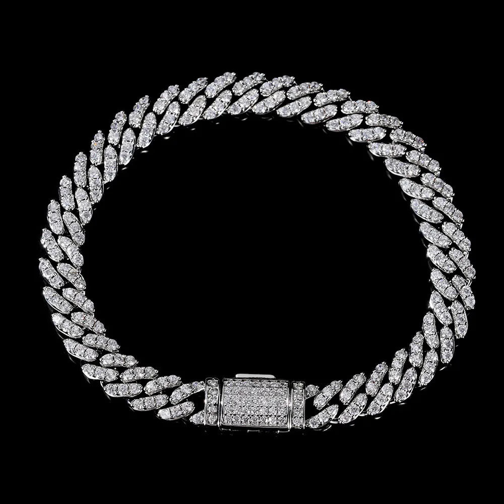 Pulseira de Corrente Hip Curb 8mm Cubana Ice Out Hand Chain