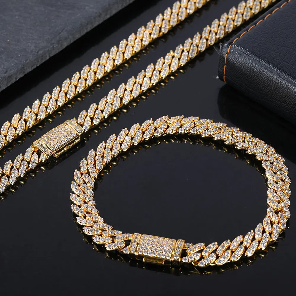 Pulseira de Corrente Hip Curb 8mm Cubana Ice Out Hand Chain