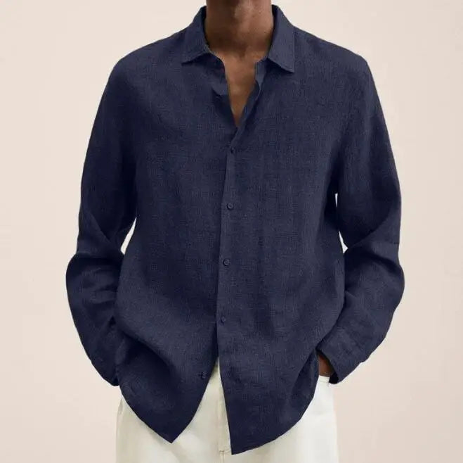 Camisa de Linho Casual de Primavera