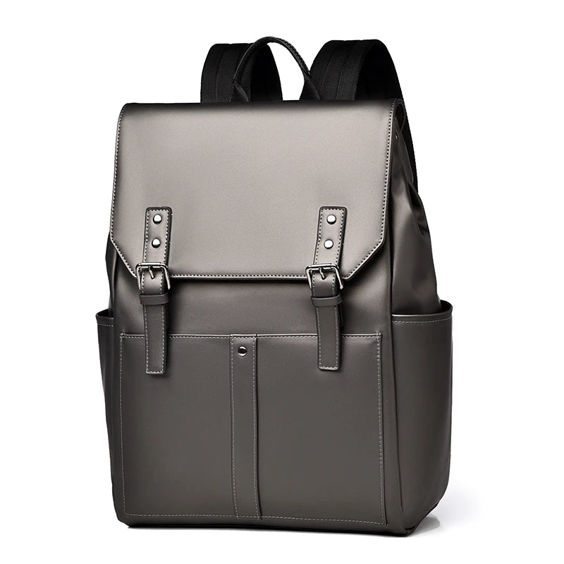 Mochila de Computador em Couro PU Grande Capacidade para Viagem
