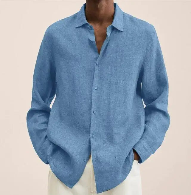 Camisa de Linho Casual de Primavera