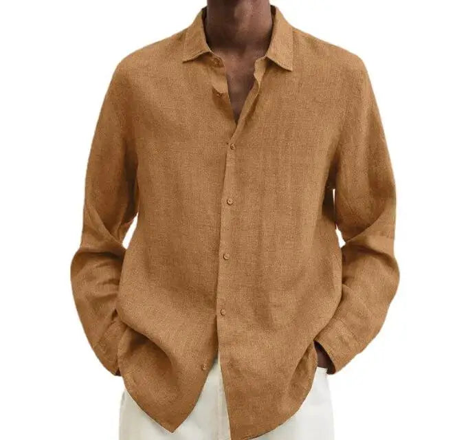 Camisa de Linho Casual de Primavera