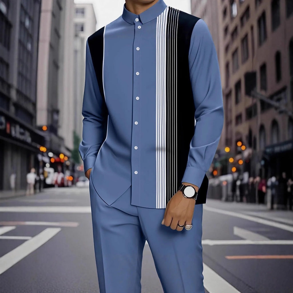 Camisa Masculina Casual ao Ar Livre de Listras