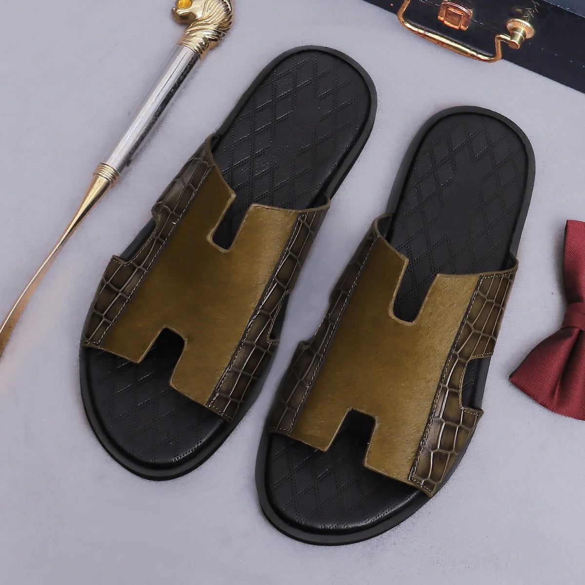 Chinelos de verão couro genuíno