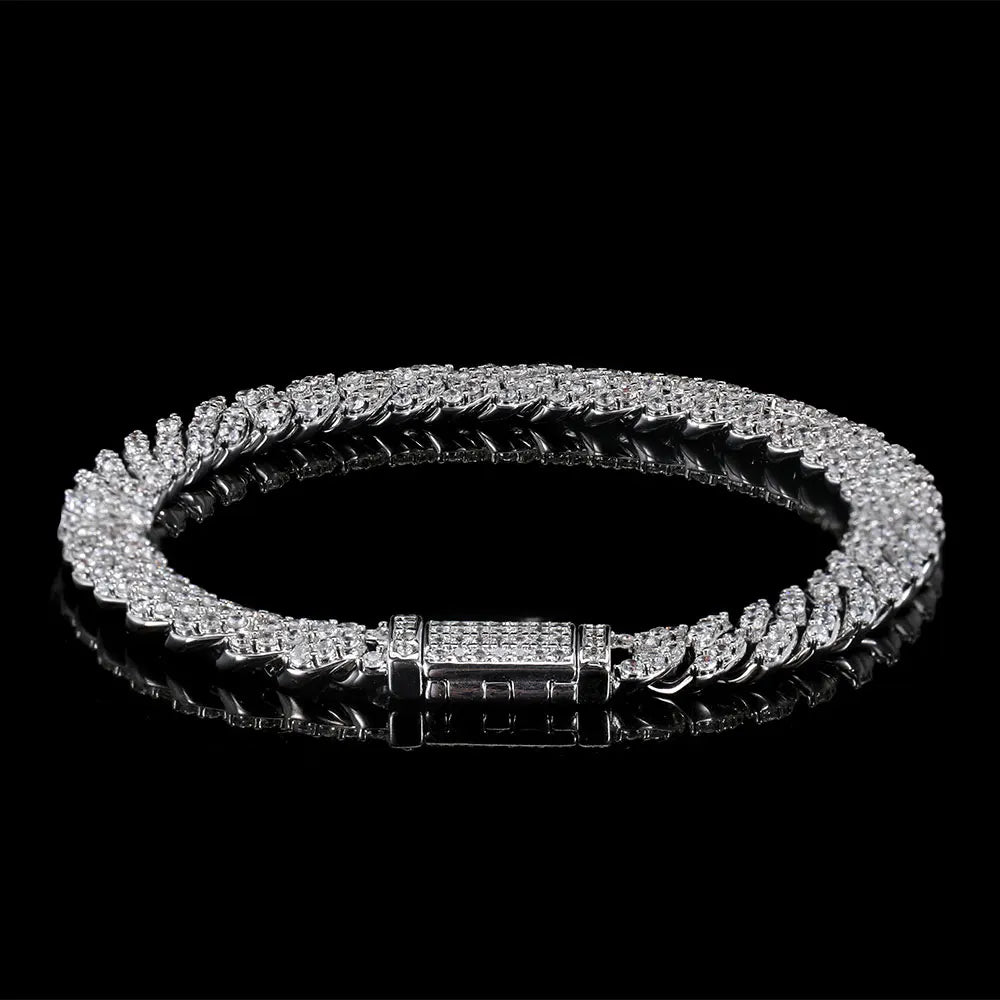 Pulseira de Corrente Hip Curb 8mm Cubana Ice Out Hand Chain
