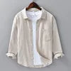 Camisa Casual primavera-verão de linho/algodão, manga longa