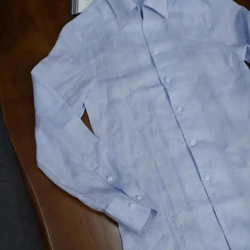 Camisa de Linho Italiano Vintage Britânico Slim-Fit