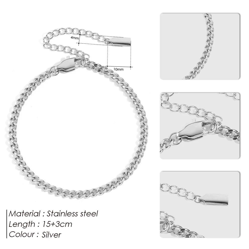 Pulseira de Corrente Cubana Ajustável em Aço Inoxidável Hipoalergênico com Banho de Ouro PVD da EManco