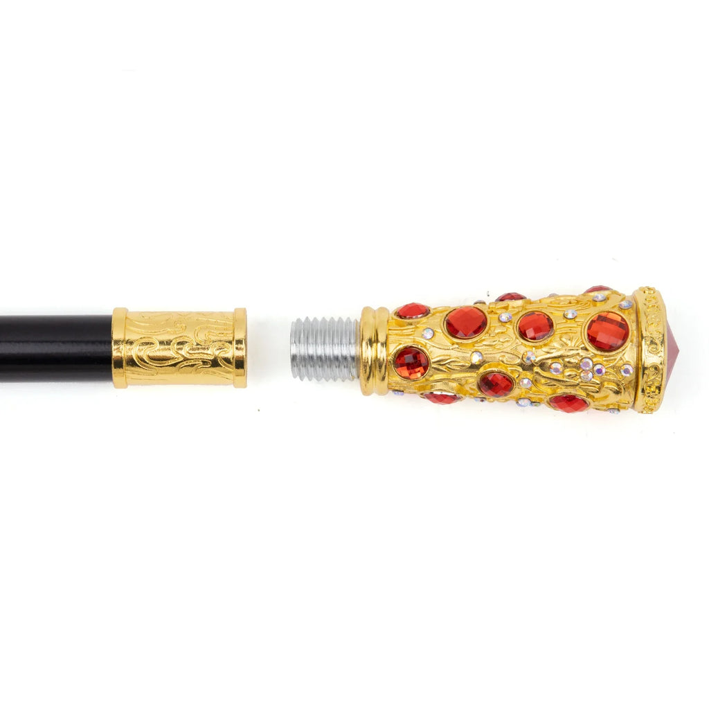 Bengala em Diamante Artificial Vermelho Dourado