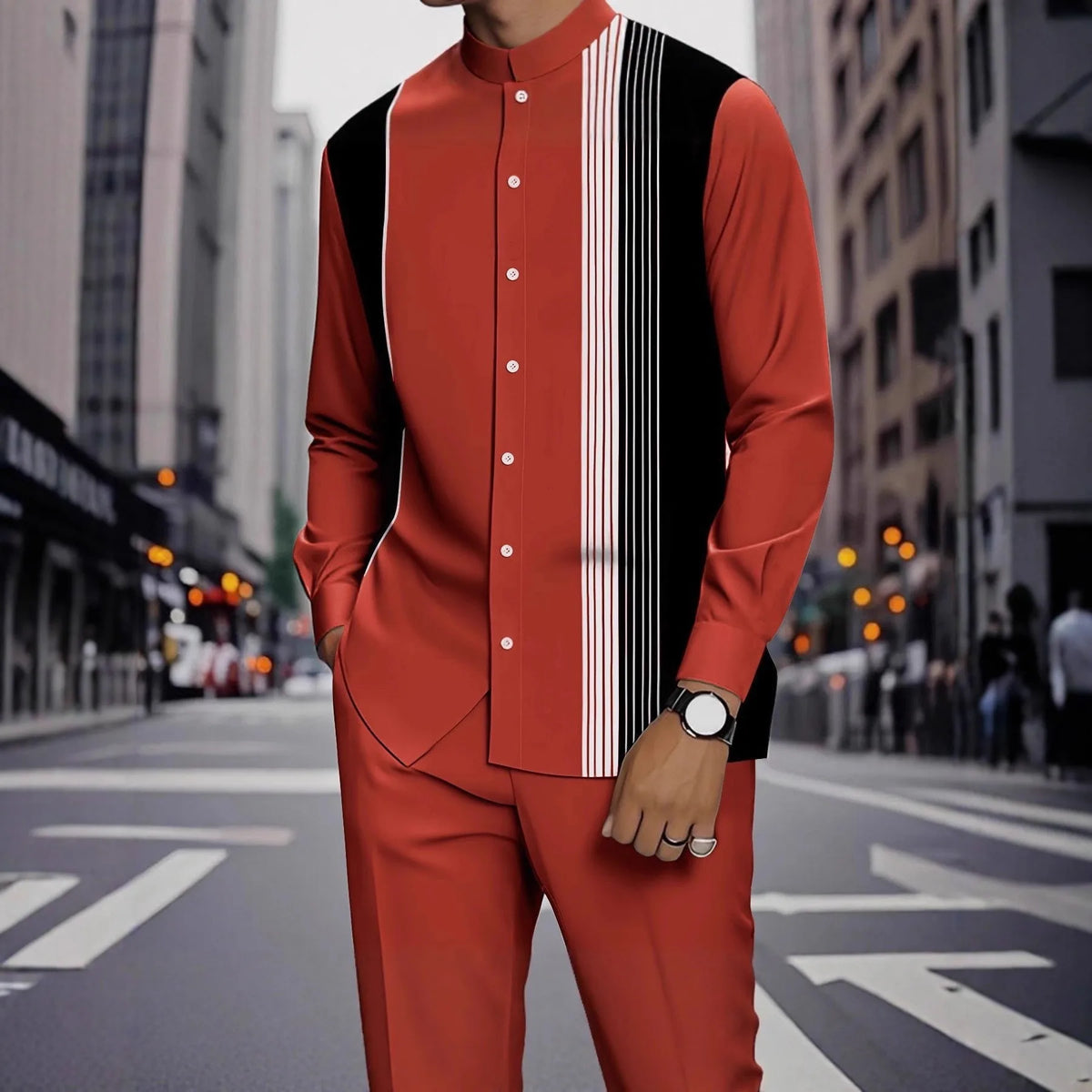Camisa Masculina Casual ao Ar Livre de Listras