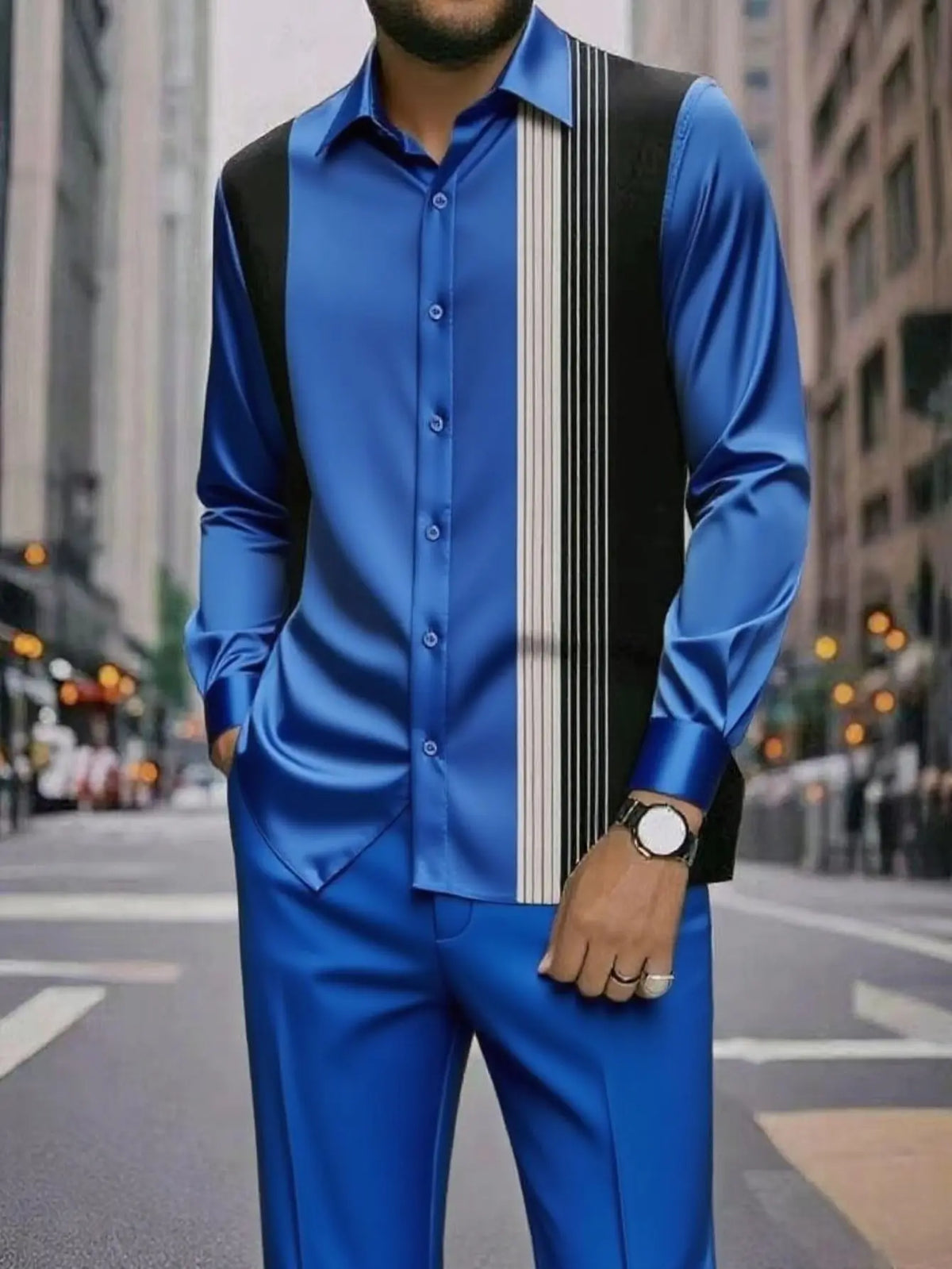 Camisa Masculina Casual ao Ar Livre de Listras