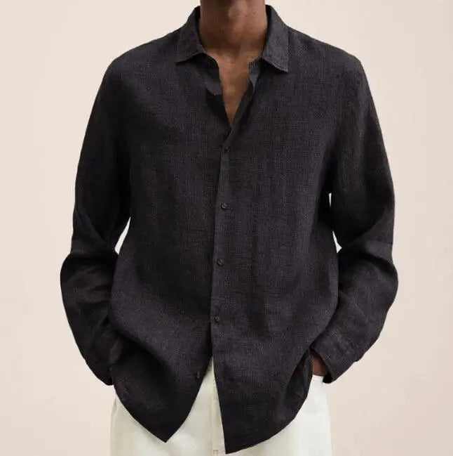 Camisa de Linho Casual de Primavera
