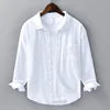 Camisa Casual primavera-verão de linho/algodão, manga longa