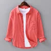 Camisa Casual primavera-verão de linho/algodão, manga longa
