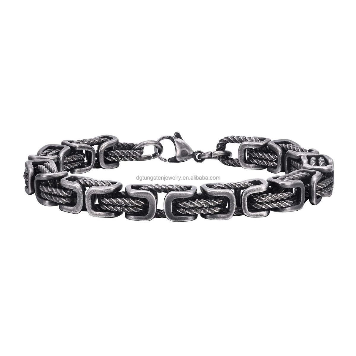 Pulseira pesada de aço inoxidável com design de corrente bizantina torcida 8mm para festas