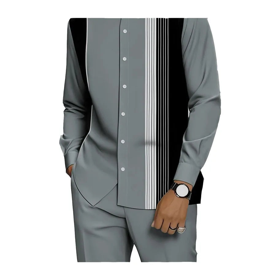 Camisa Masculina Casual ao Ar Livre de Listras