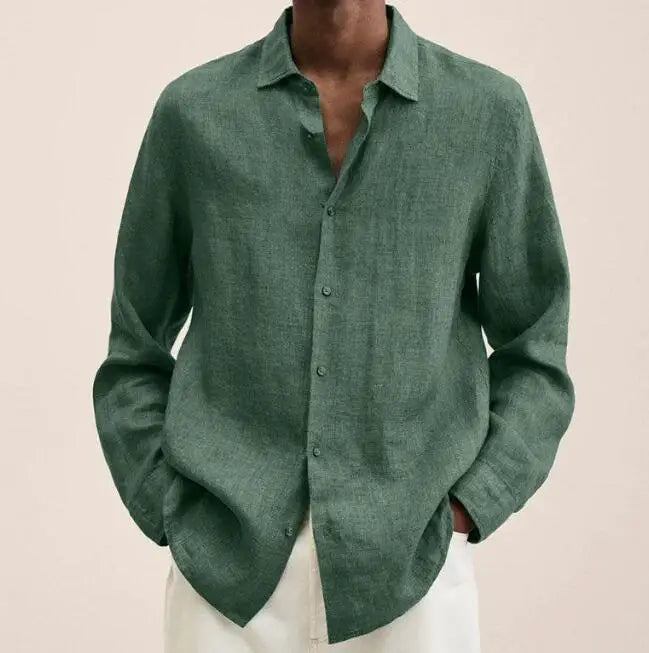 Camisa de Linho Casual de Primavera