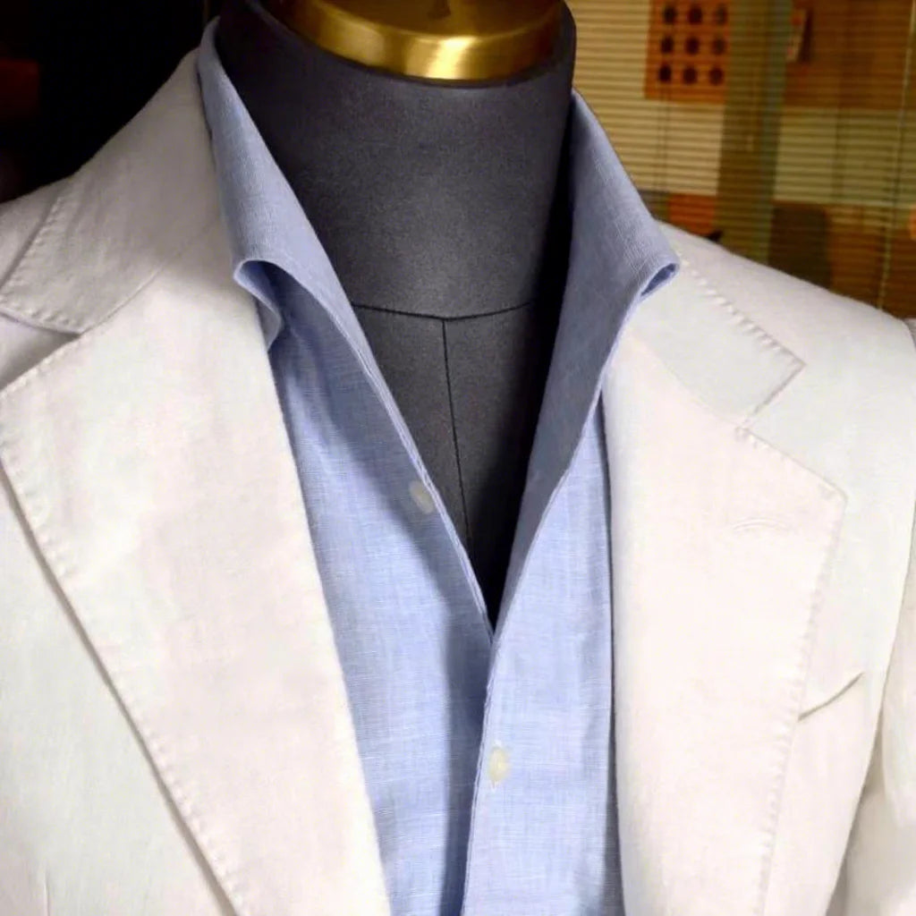 Camisa de Linho Italiano Vintage Britânico Slim-Fit