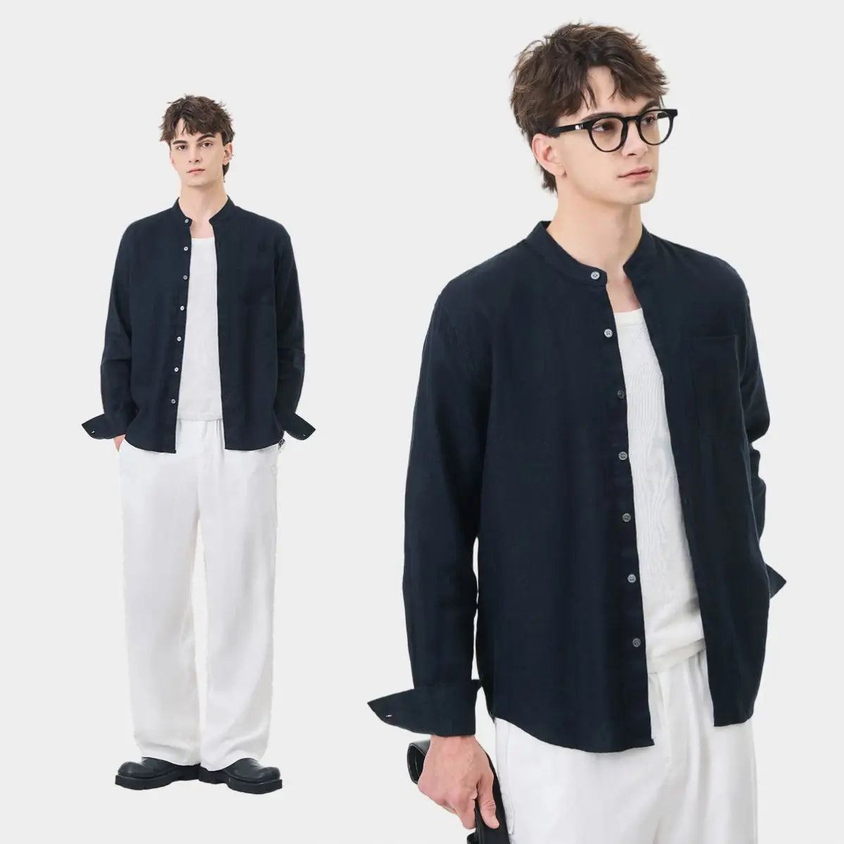 Camisa de linho estilo Zen chinês vintage