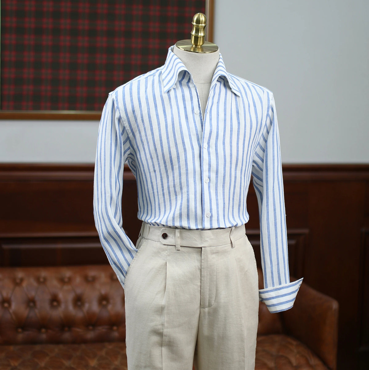 Camisa Masculina de linho com gola única