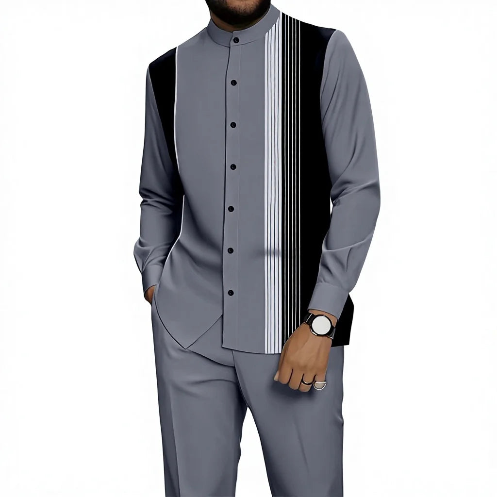 Camisa Masculina Casual ao Ar Livre de Listras