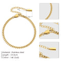 Pulseira de Corrente Cubana Ajustável em Aço Inoxidável Hipoalergênico com Banho de Ouro PVD da EManco
