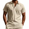 Camisa Polo de Linho de Verão com Botão na Lapela