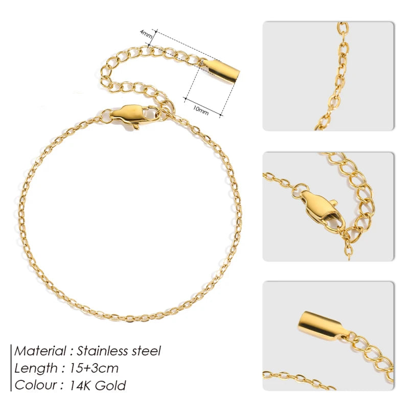 Pulseira de Corrente Cubana Ajustável em Aço Inoxidável Hipoalergênico com Banho de Ouro PVD da EManco
