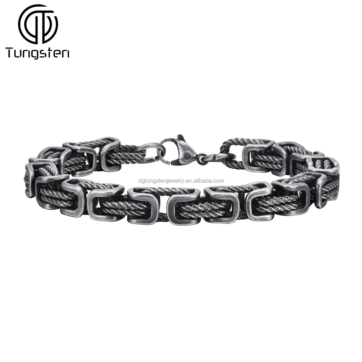 Pulseira pesada de aço inoxidável com design de corrente bizantina torcida 8mm para festas