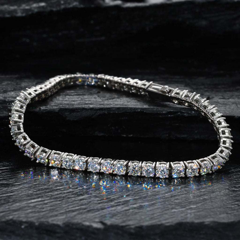 Pulseira de Diamante Moissanite VVS em Aço Inoxidável 316L Banhado a Ouro Brilho Eterno à Prova d'Água Atacado