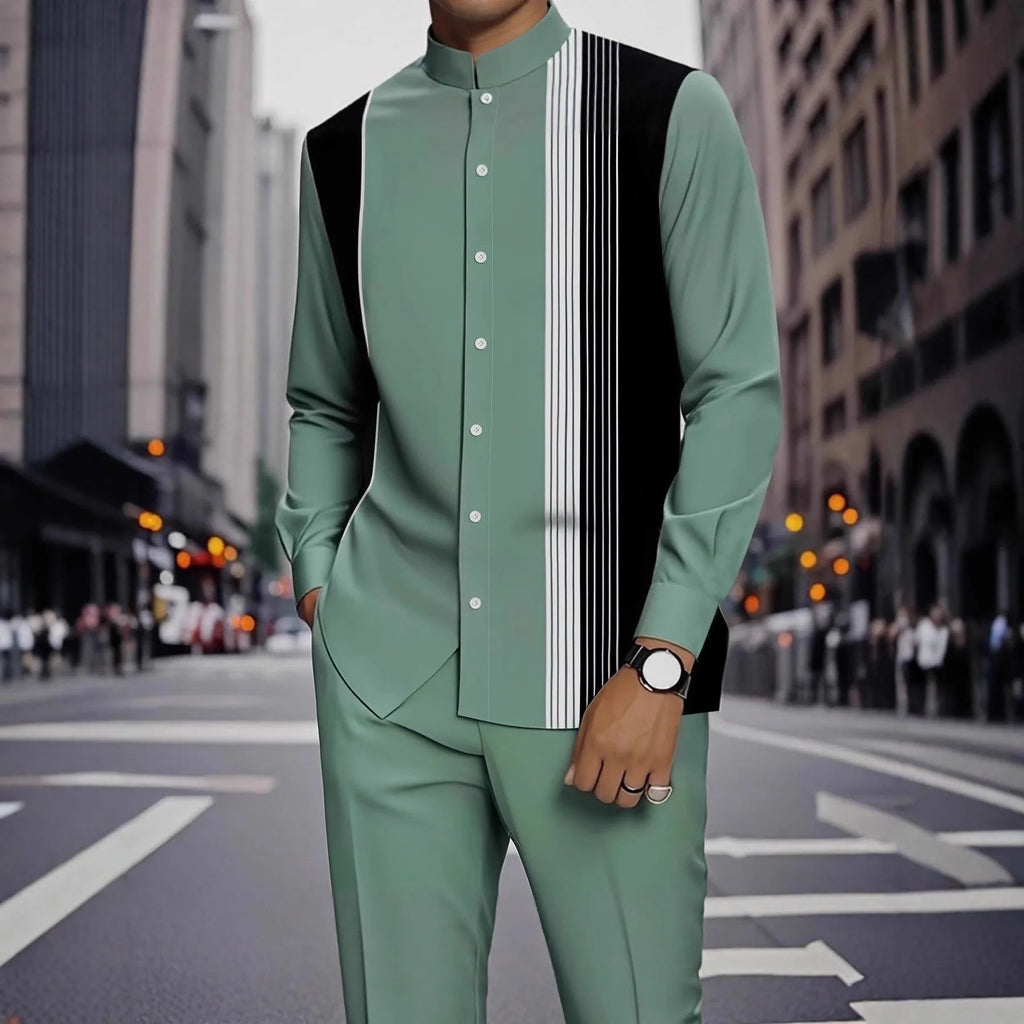 Camisa Masculina Casual ao Ar Livre de Listras