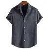 Camisa Casual Masculina de Verão com Listras Verticais