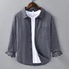Camisa Casual primavera-verão de linho/algodão, manga longa
