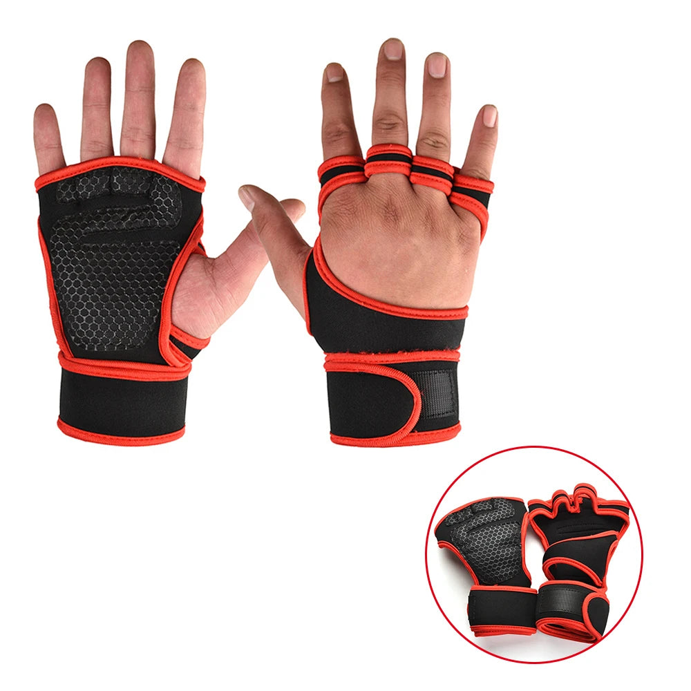 Luvas esportivas de treinamento para homens mulheres luvas de treino fitness construção do corpo levantamento de peso ginásio mão pulso palma protetor luvas
