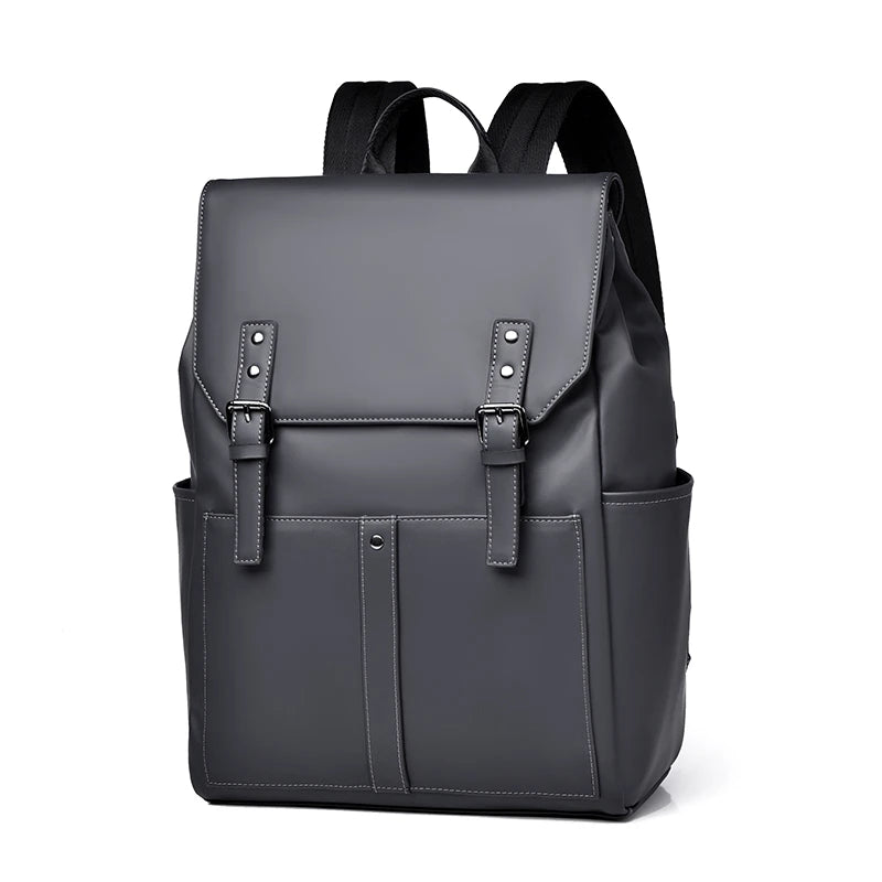 Mochila de Computador em Couro PU Grande Capacidade para Viagem