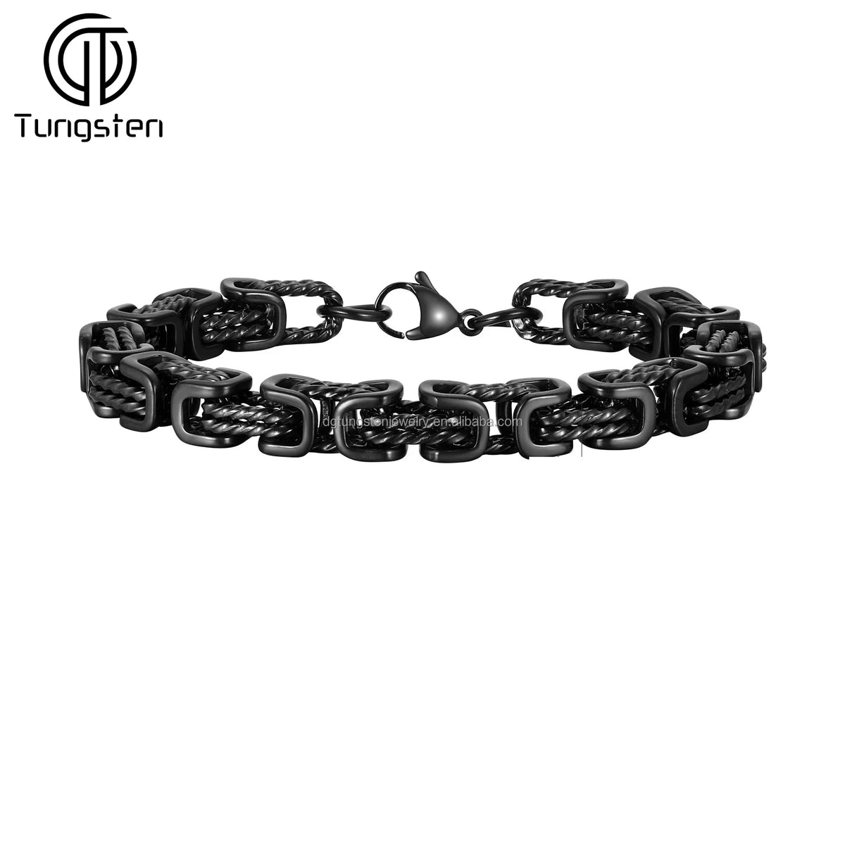 Pulseira pesada de aço inoxidável com design de corrente bizantina torcida 8mm para festas