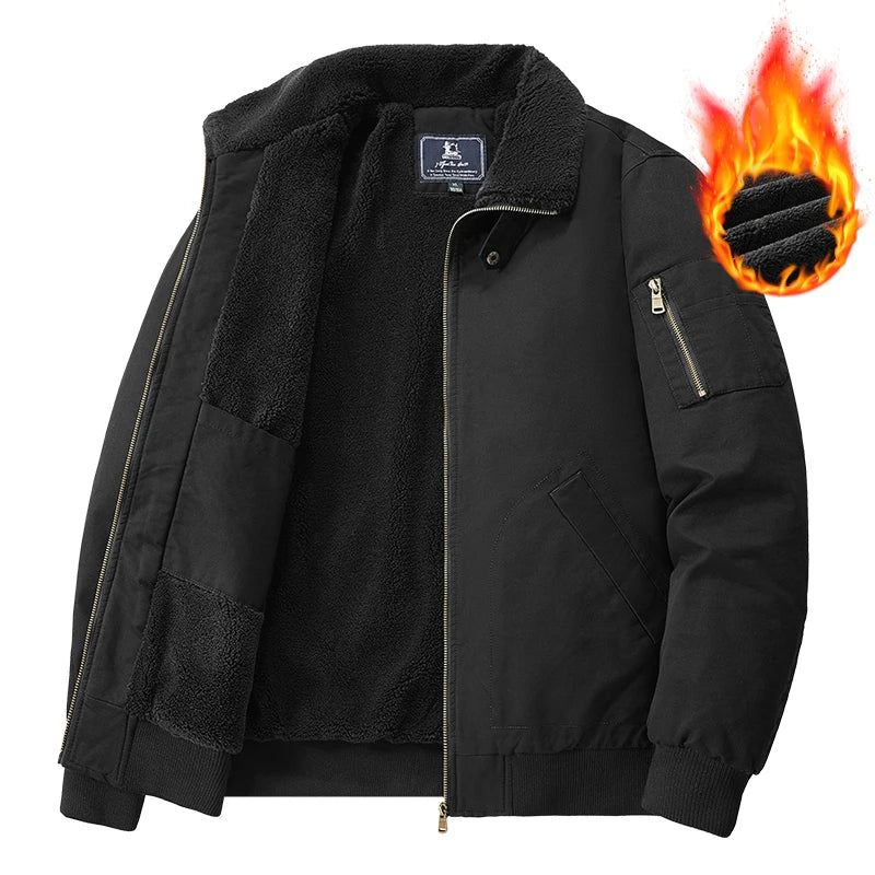 Jaqueta de Inverno Casual com Forro de Moletom 100% Algodão