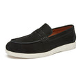 Mocassins Estilo Britânico Veludo Couro Genuíno Fosco Loafers Casuais