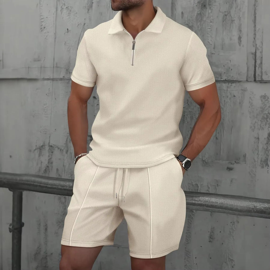 POLO de Manga Curta Elegante Conjunto Casual Streetwear